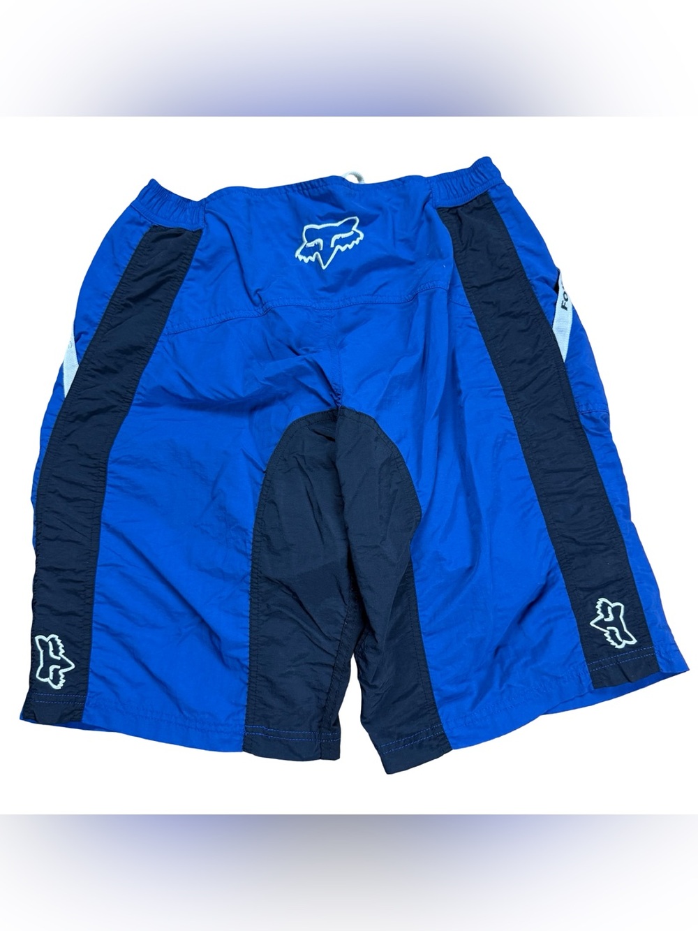 Mens Y2K Fox Racing Motocross Blue Black Sportswear Riding Shorts Size L